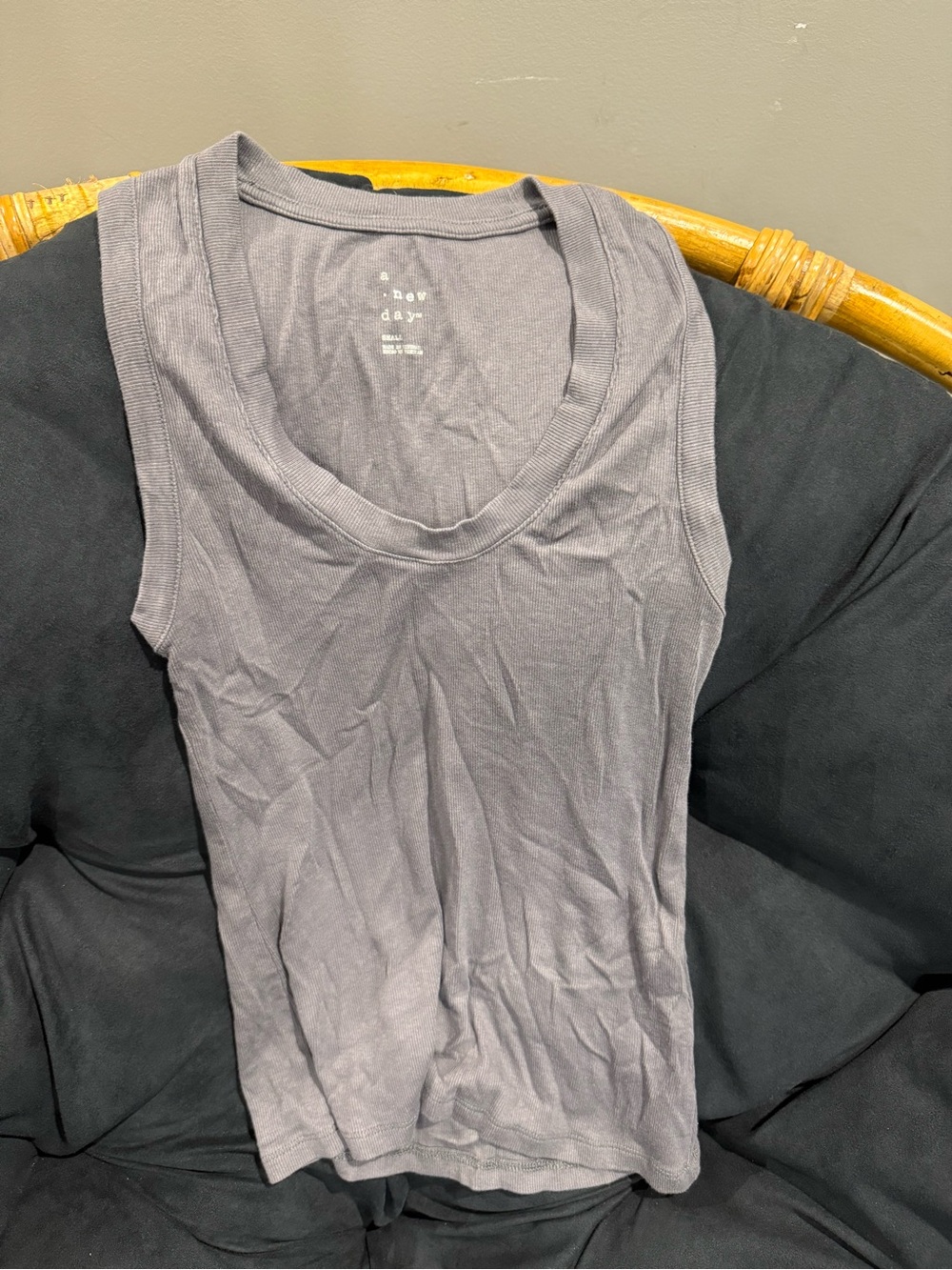 a new day Gray Ribbed Scoop Neck Tank Top